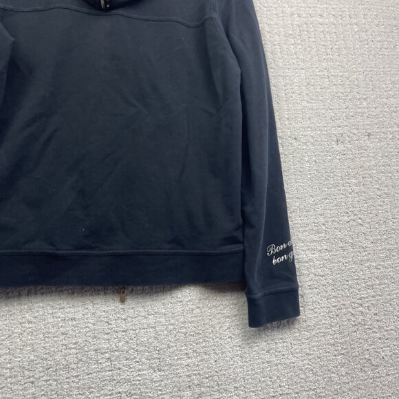 Y2K BCBG Maxazria Black Full Zip Hoodie Sweater Rhinestone Women Sz L Goth Punk - Picture 13 of 13